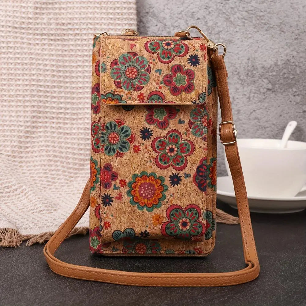 Cartera cruzada floral lila boho