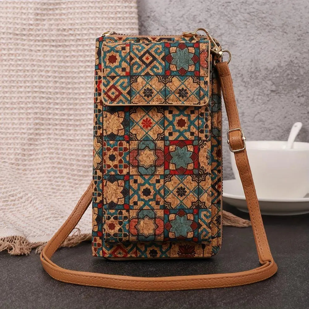 Cartera cruzada floral lila boho