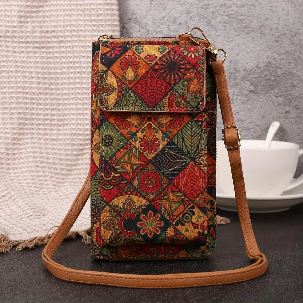 Cartera cruzada floral lila boho