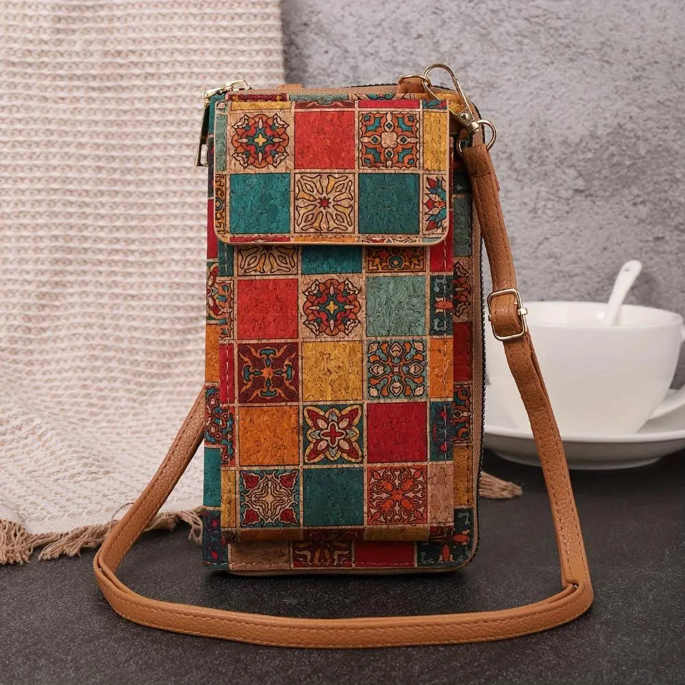 Cartera cruzada floral lila boho