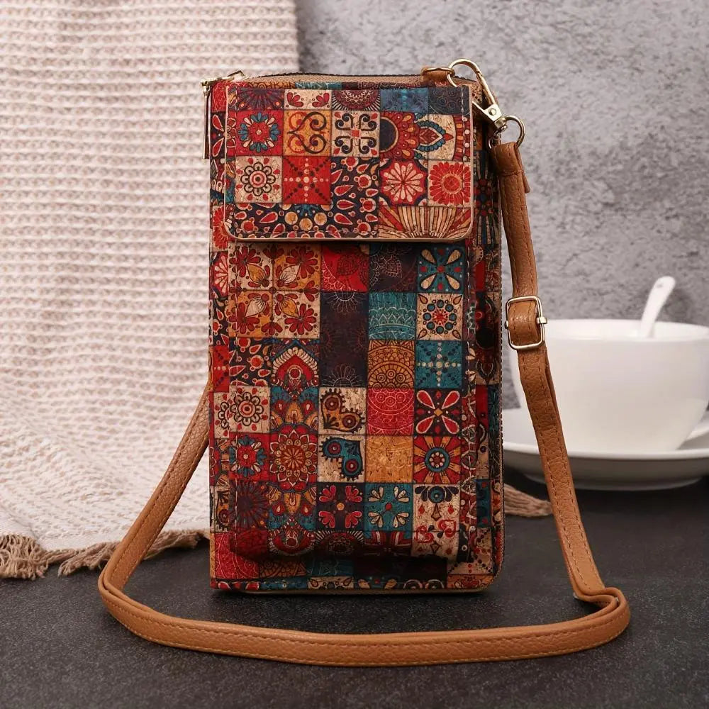 Cartera cruzada floral lila boho