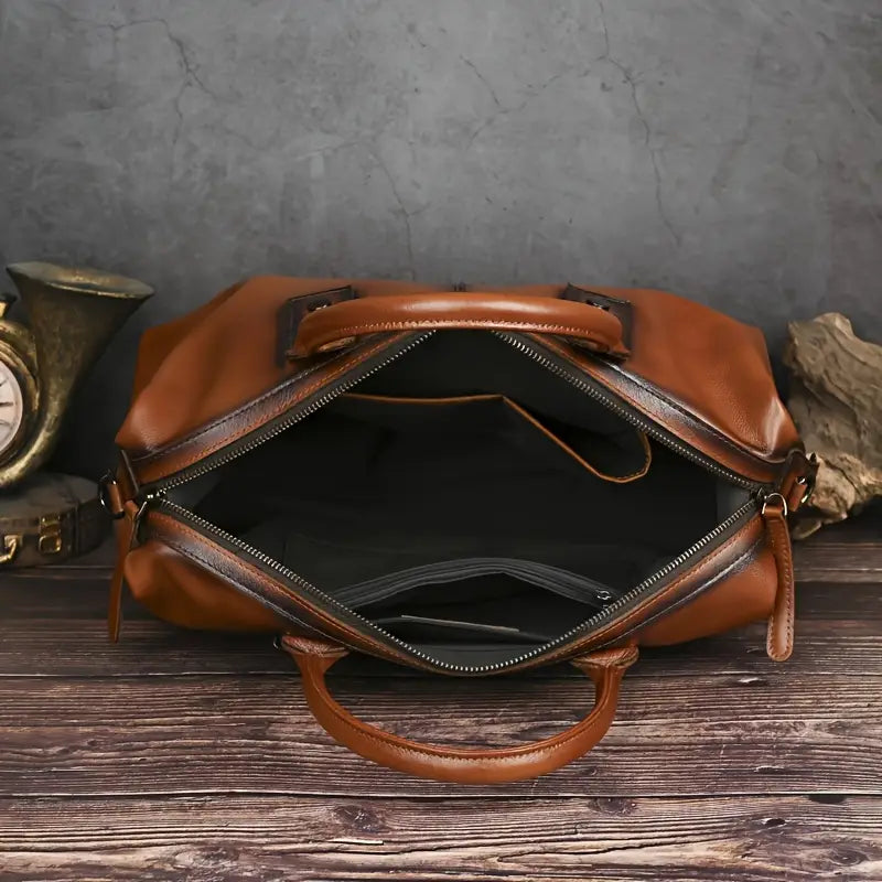 Bolso vintage de piel marrón para mujer
