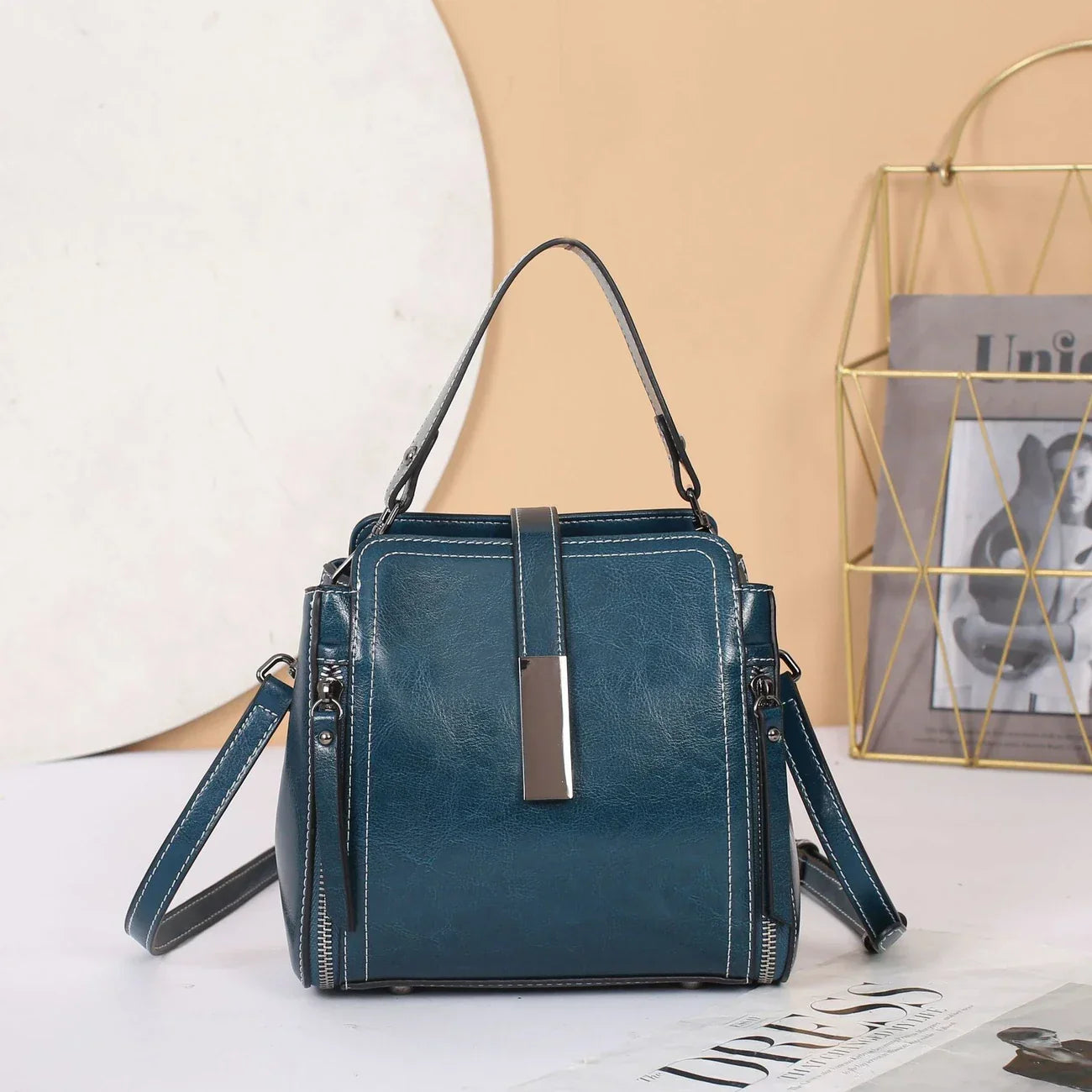Bolso bandolera de piel auténtica para mujer