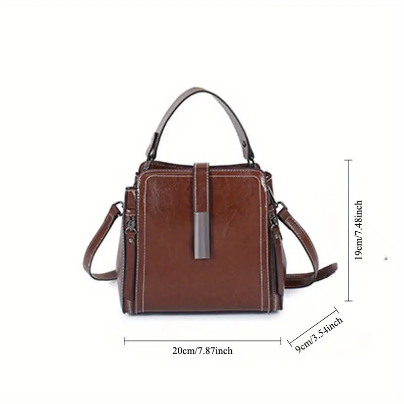 Elegante bolso bandolera de piel auténtica