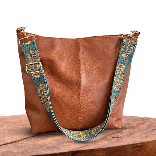 Charm vintage de Chelsey | Bolso de hombro de cuero 