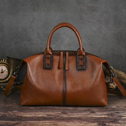 Bolso vintage de piel auténtica para mujer