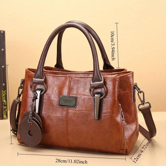 Bolso Boston retro de cuero genuino de moda