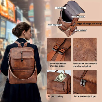 Mochila de cuero para mujer