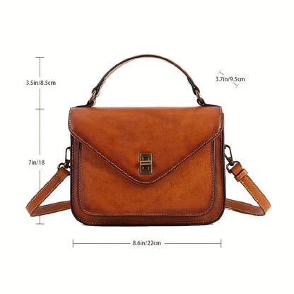Bolso bandolera retro de cartero de piel auténtica para mujer