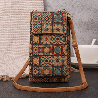 Cartera cruzada floral lila boho