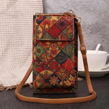 Cartera cruzada floral lila boho