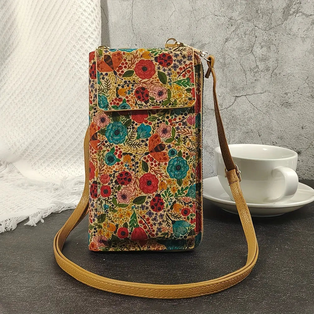 Cartera cruzada floral lila boho