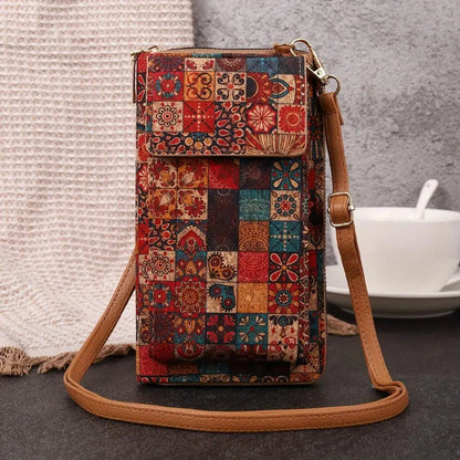 Cartera cruzada floral lila boho