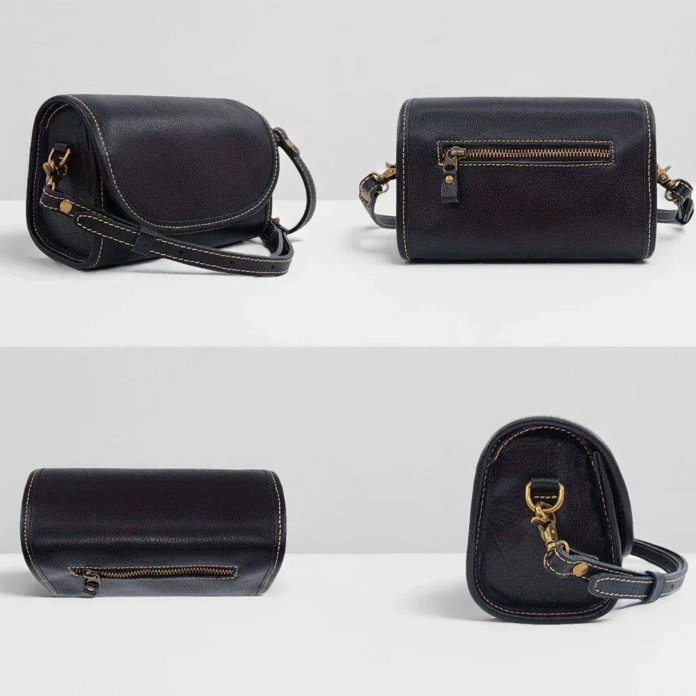 Bolso bandolera de piel auténtica estilo vintage para mujer
