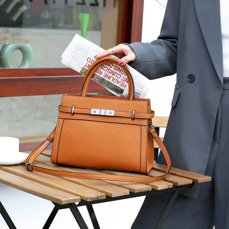 Bolso de mano de cuero para mujer