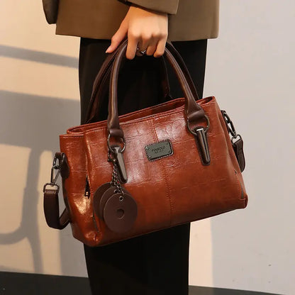 Bolso Boston retro de cuero genuino de moda