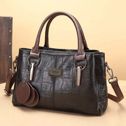 Bolso Boston retro de cuero genuino de moda