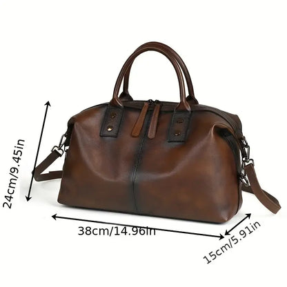 Bolso vintage de piel marrón para mujer
