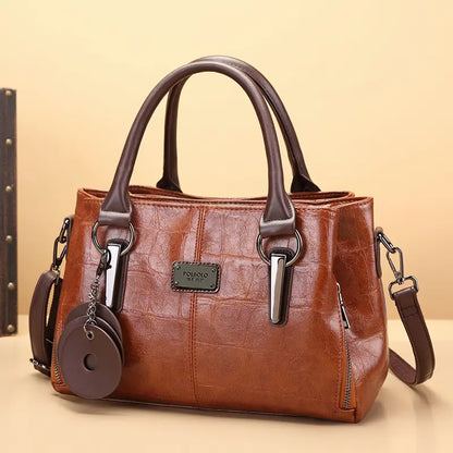 Bolso Boston retro de cuero genuino de moda