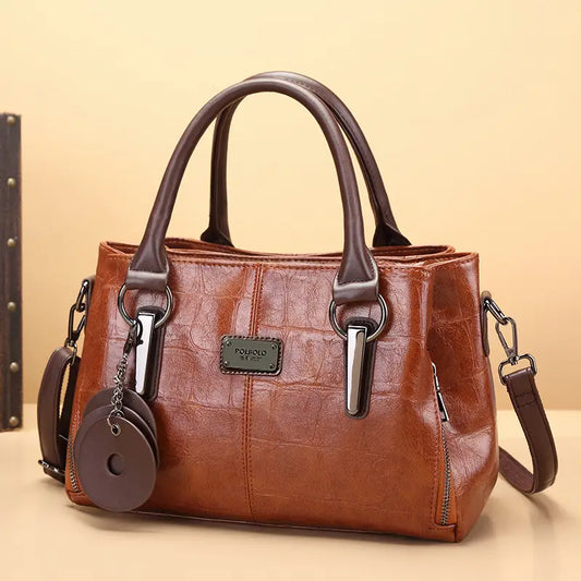 Bolso Boston retro de cuero genuino de moda