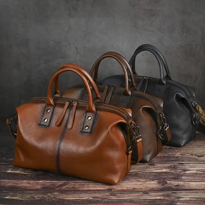 Bolso vintage de piel marrón para mujer